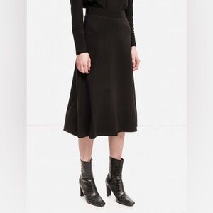 Tom Tailor Black A-Line Midi Skirt Size 6 Classic Minimal